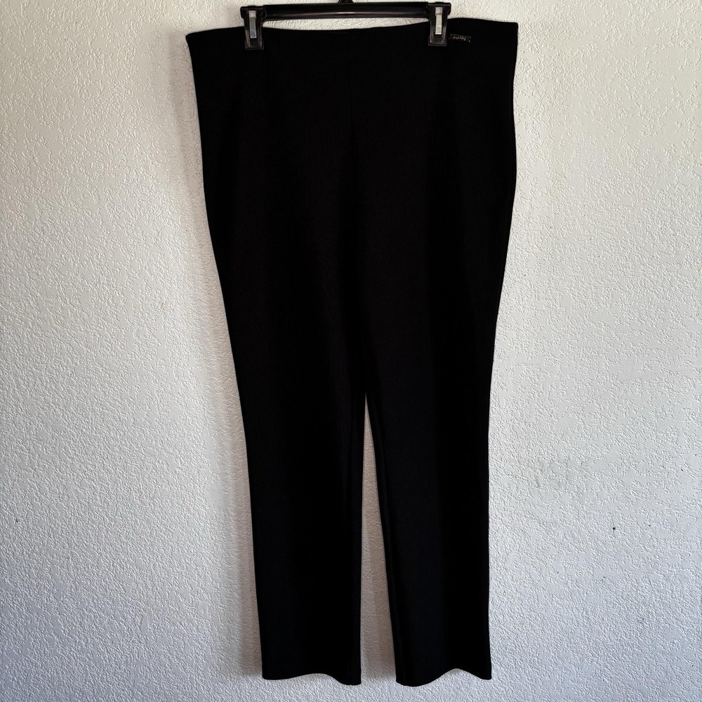Joseph Ribkoff Dress Pants Womens Sz 16 Black Ribbed Knit Pull On Stretch 32448